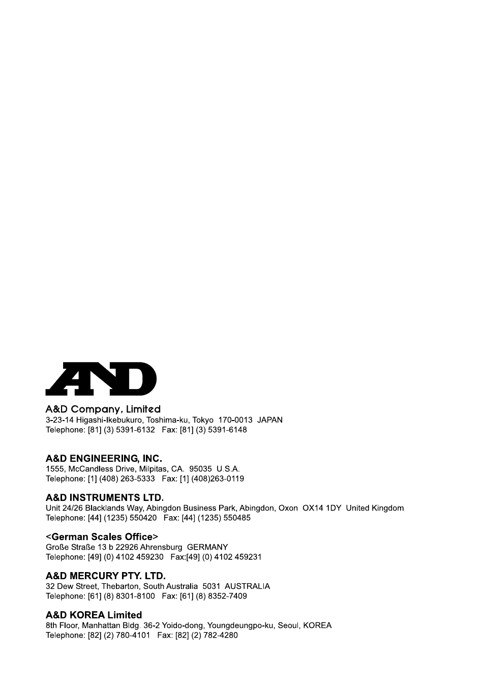 A&D Weighing Indicator AD-4405 User Manual | Page 80 / 80