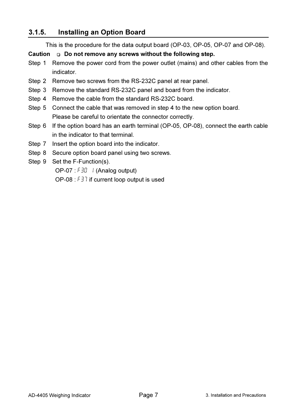 A&D Weighing Indicator AD-4405 User Manual | Page 9 / 80