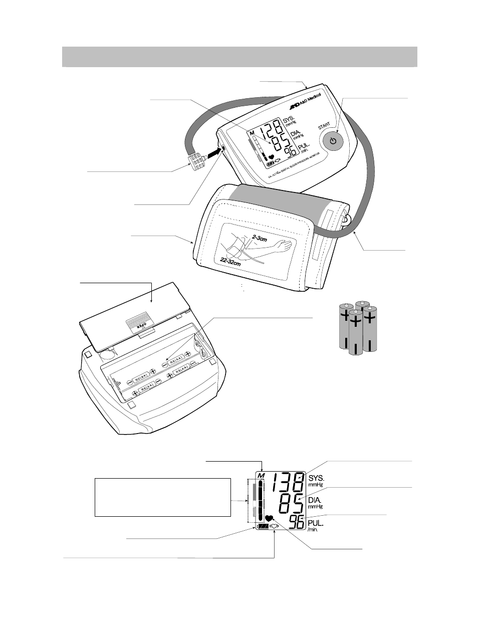 Parts identificación de componentes, Indicación del display | A&D UA-767 User Manual | Page 29 / 52