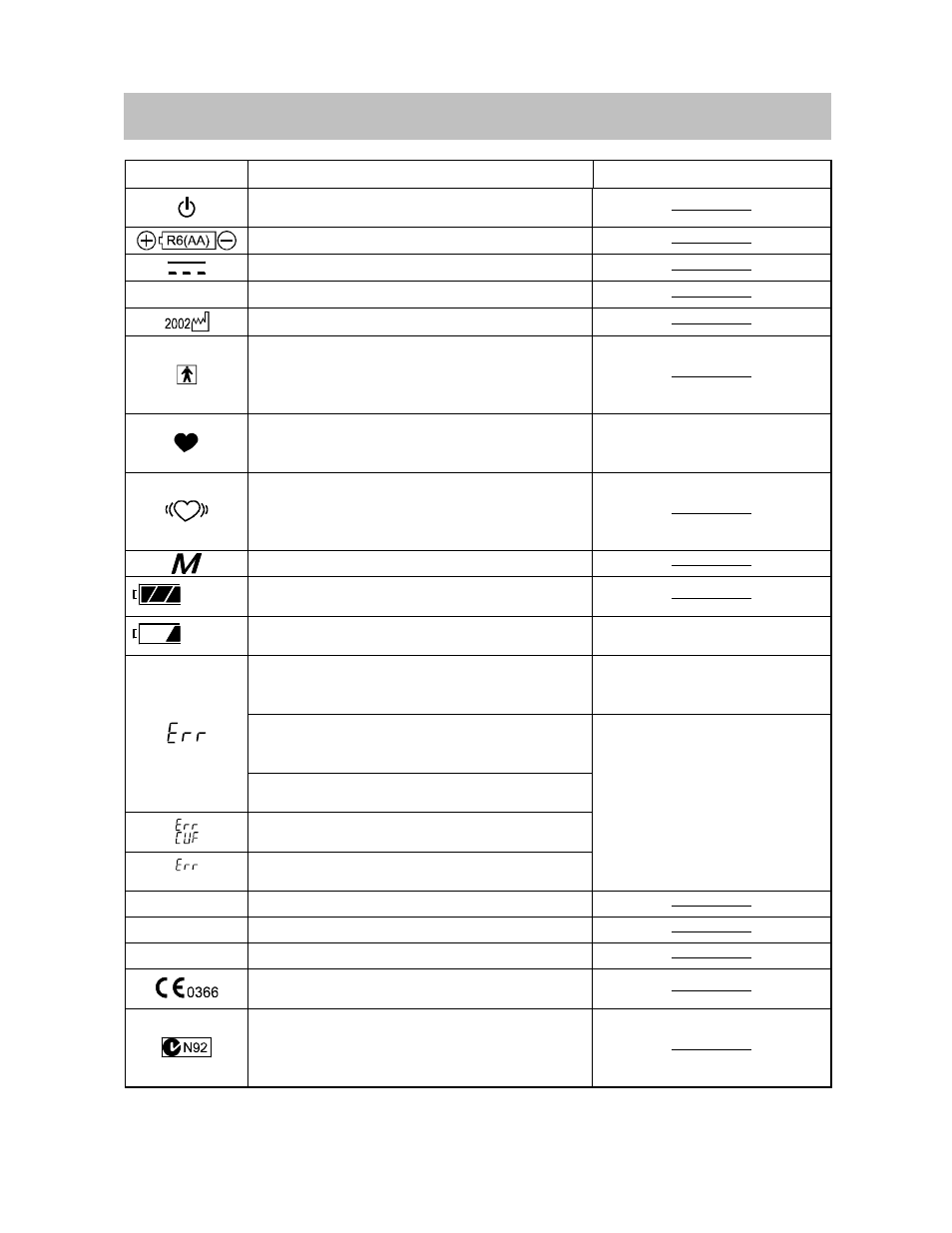 Simboli | A&D UA-767 User Manual | Page 43 / 52