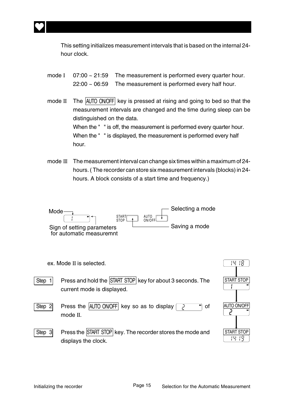 Selection for the automatic measurement | A&D WM:PD4000136 Ambulatory Blood Pressure Monitor User Manual | Page 17 / 36