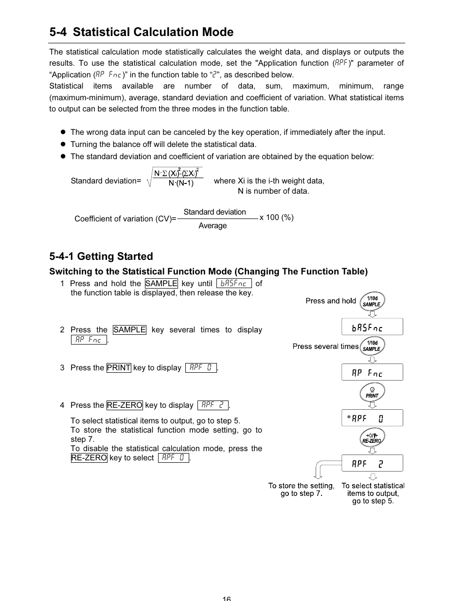 4 statistical calculation mode, 4-1 getting started | A&D FX-i SERIES User Manual | Page 18 / 72