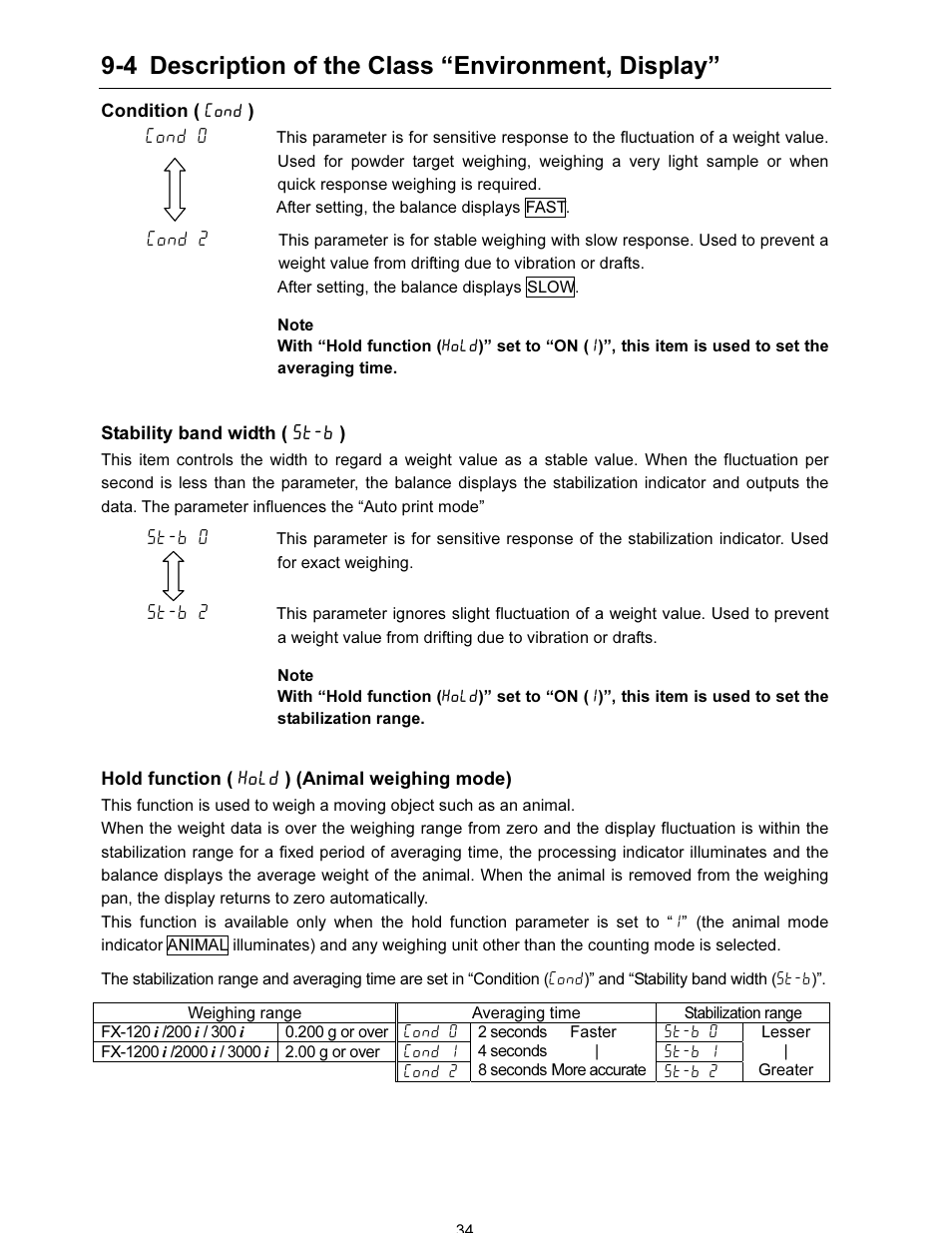 4 description of the class “environment, display | A&D FX-i SERIES User Manual | Page 36 / 72