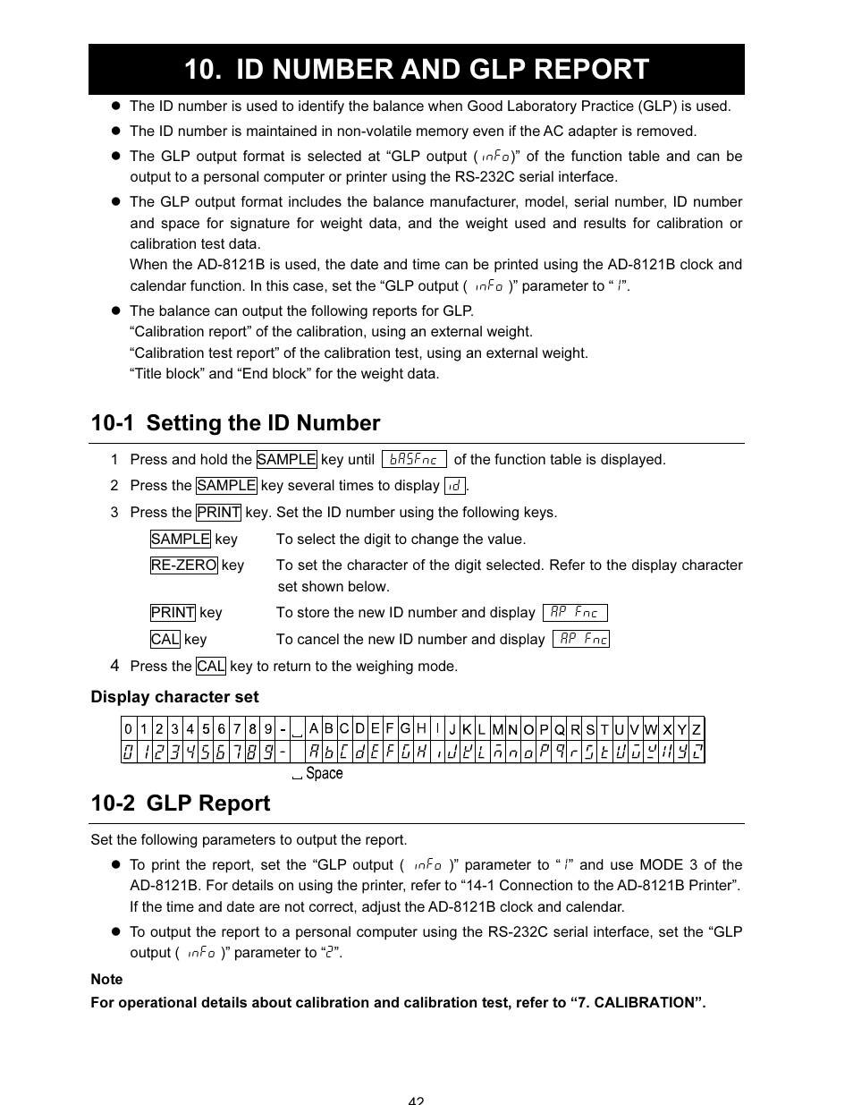 Id number and glp report, 1 setting the id number, 2 glp report | A&D FX-i SERIES User Manual | Page 44 / 72