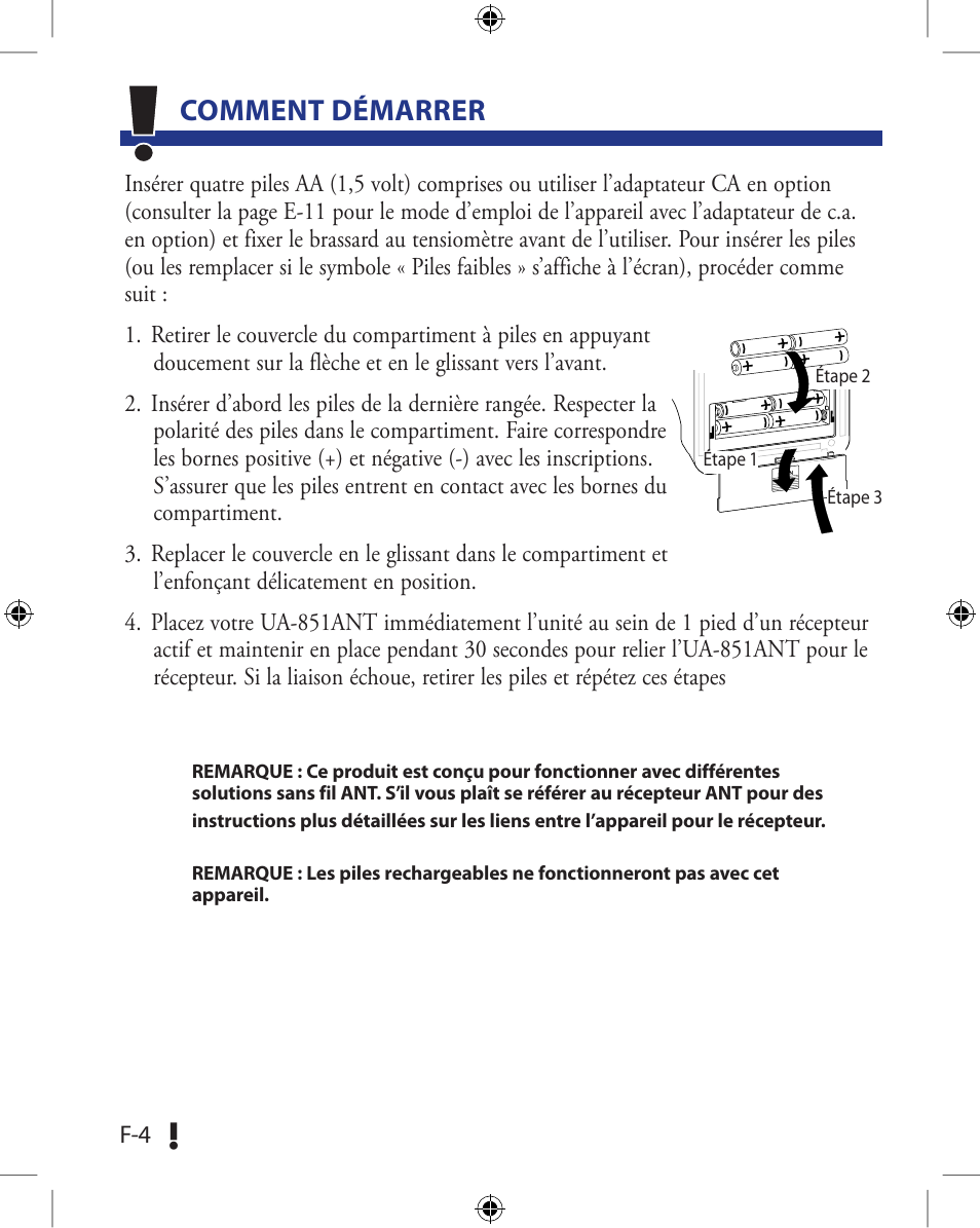 Comment démarrer | A&D Wireless Automatic Blood Pressure Monitor UA-851ANT User Manual | Page 30 / 69
