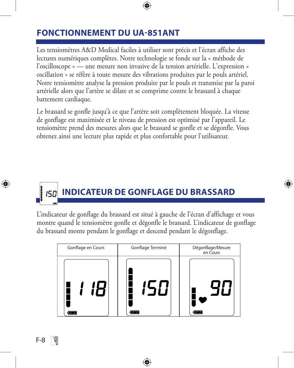 Fonctionnement du ua-851ant | A&D Wireless Automatic Blood Pressure Monitor UA-851ANT User Manual | Page 34 / 69