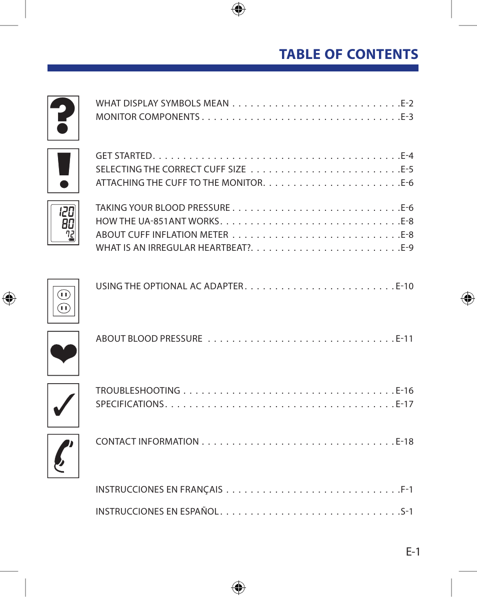 A&D Wireless Automatic Blood Pressure Monitor UA-851ANT User Manual | Page 5 / 69