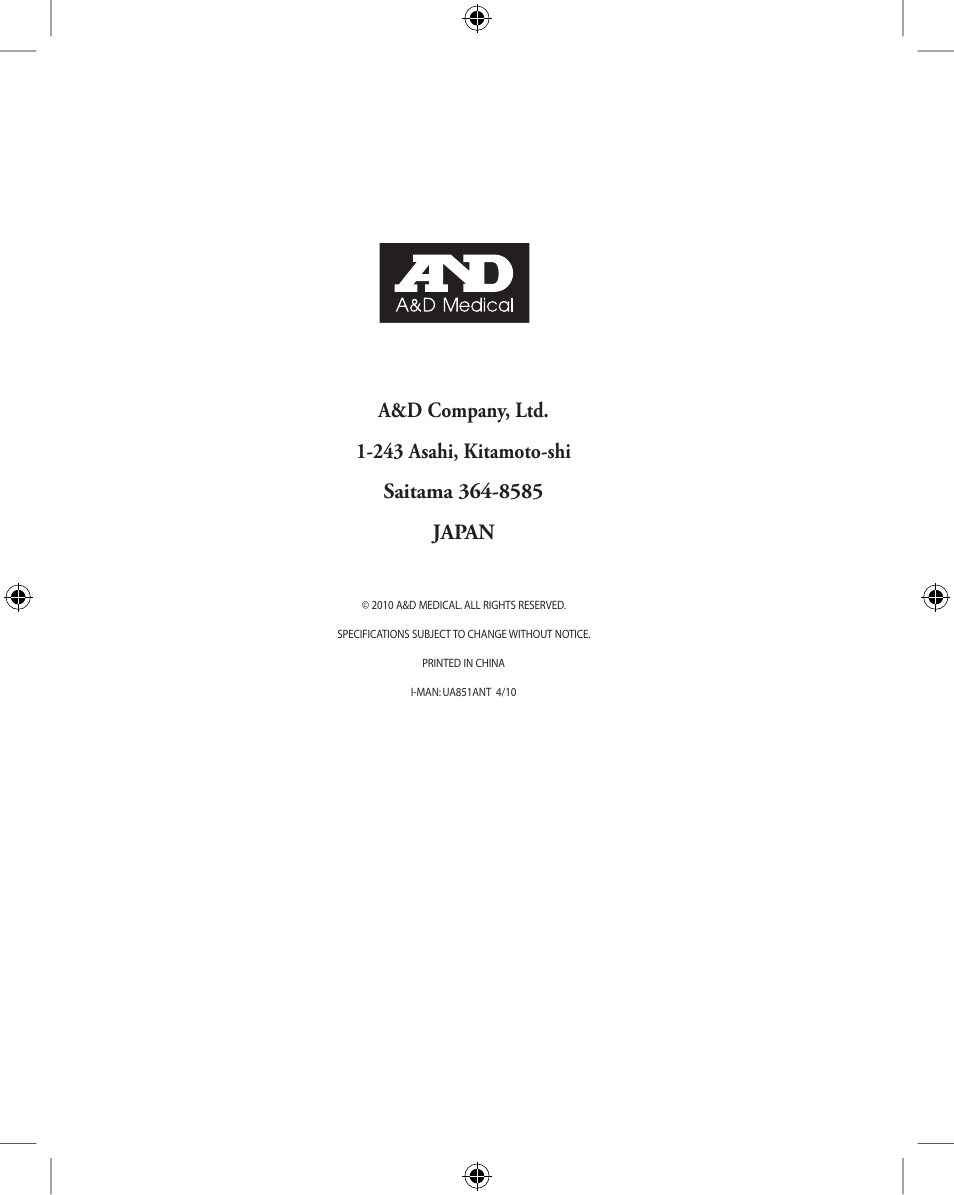 A&D Wireless Automatic Blood Pressure Monitor UA-851ANT User Manual | Page 69 / 69