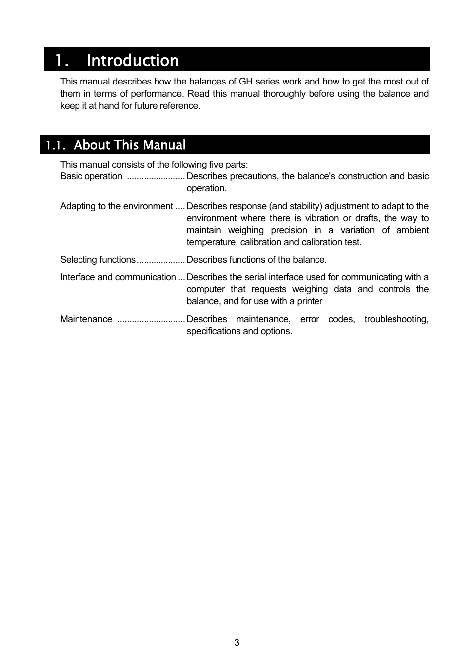 Introduction, About this manual | A&D A & D Analytical Balance GH-120/GH-200/GH-300/GH-202/GH-252 User Manual | Page 5 / 86