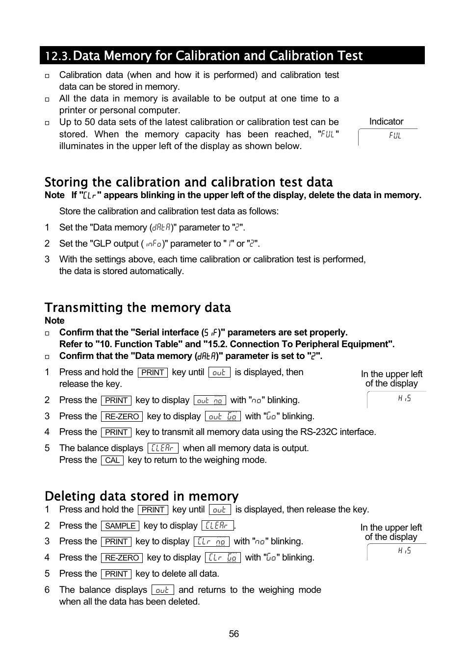 Storing the calibration and calibration test data | A&D A & D Analytical Balance GH-120/GH-200/GH-300/GH-202/GH-252 User Manual | Page 58 / 86