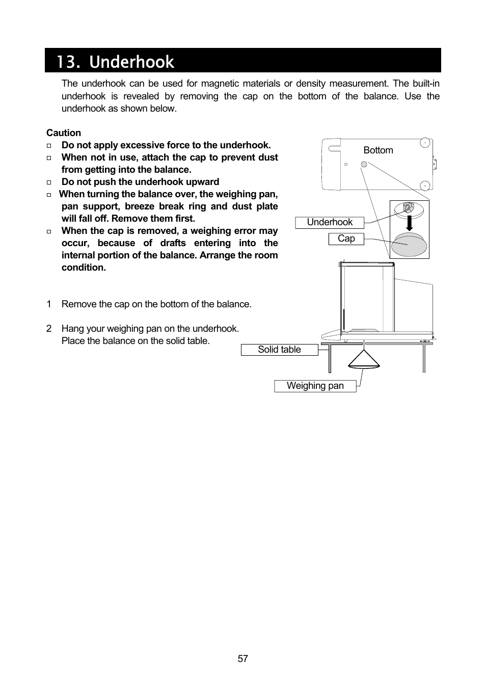 Underhook | A&D A & D Analytical Balance GH-120/GH-200/GH-300/GH-202/GH-252 User Manual | Page 59 / 86