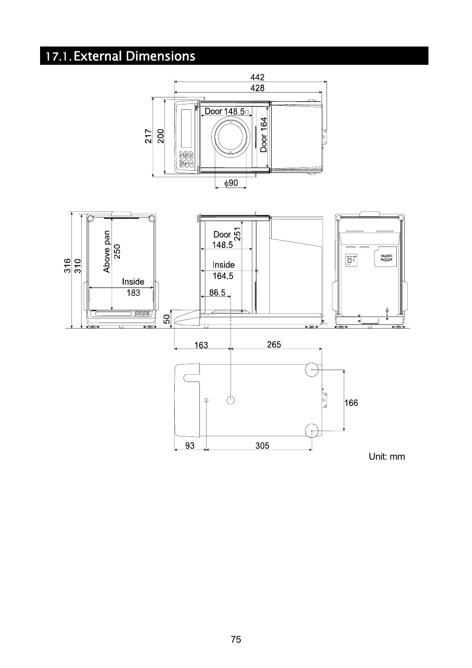 External dimensions | A&D A & D Analytical Balance GH-120/GH-200/GH-300/GH-202/GH-252 User Manual | Page 77 / 86