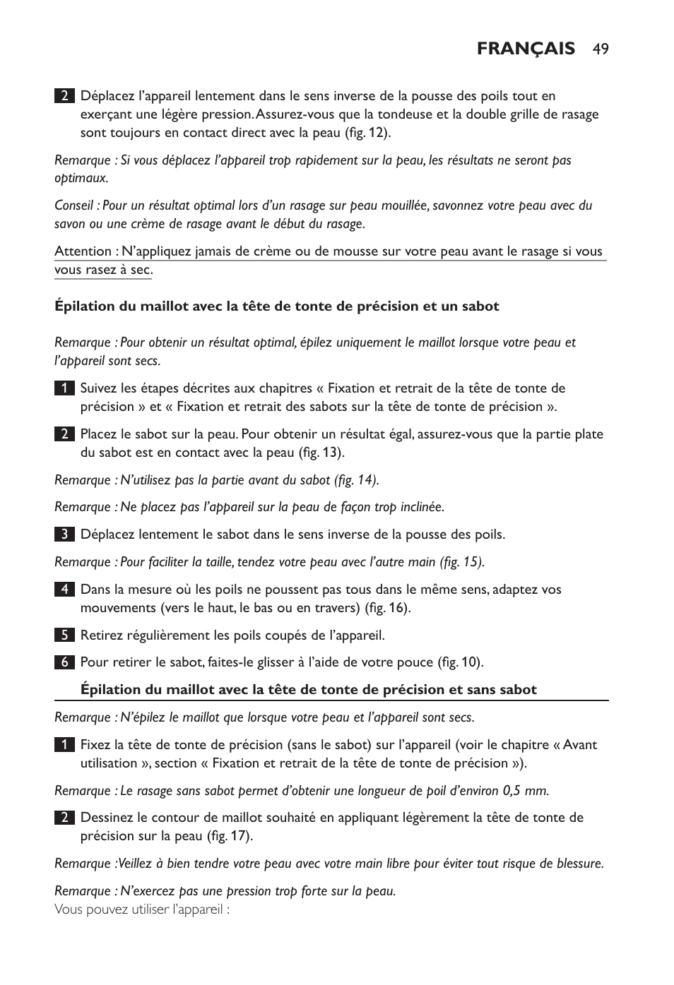 Français | Philips Ladyshave Sensitive User Manual | Page 49 / 108