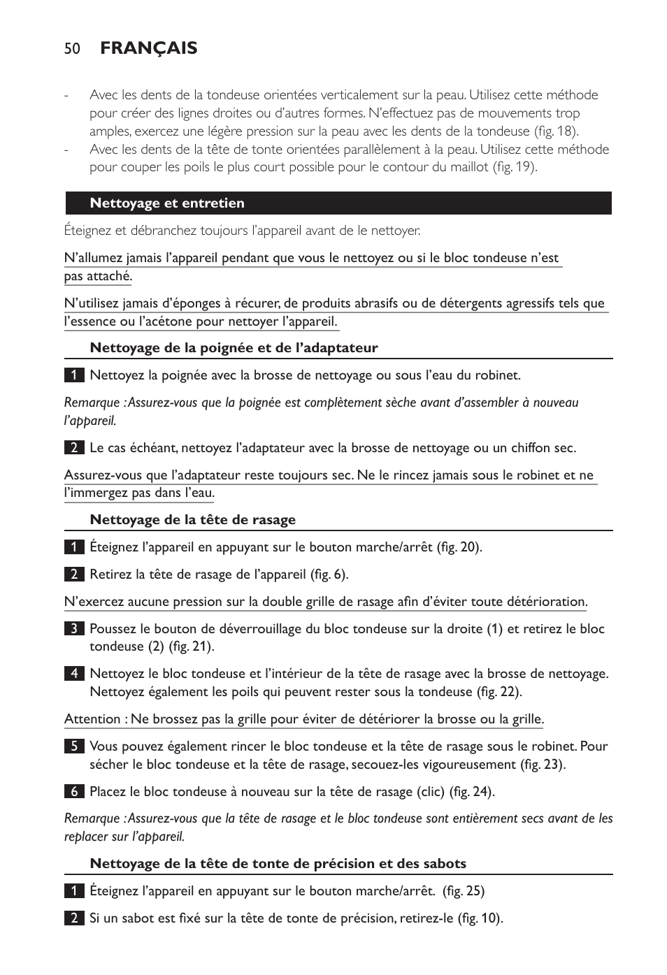 Français | Philips Ladyshave Sensitive User Manual | Page 50 / 108