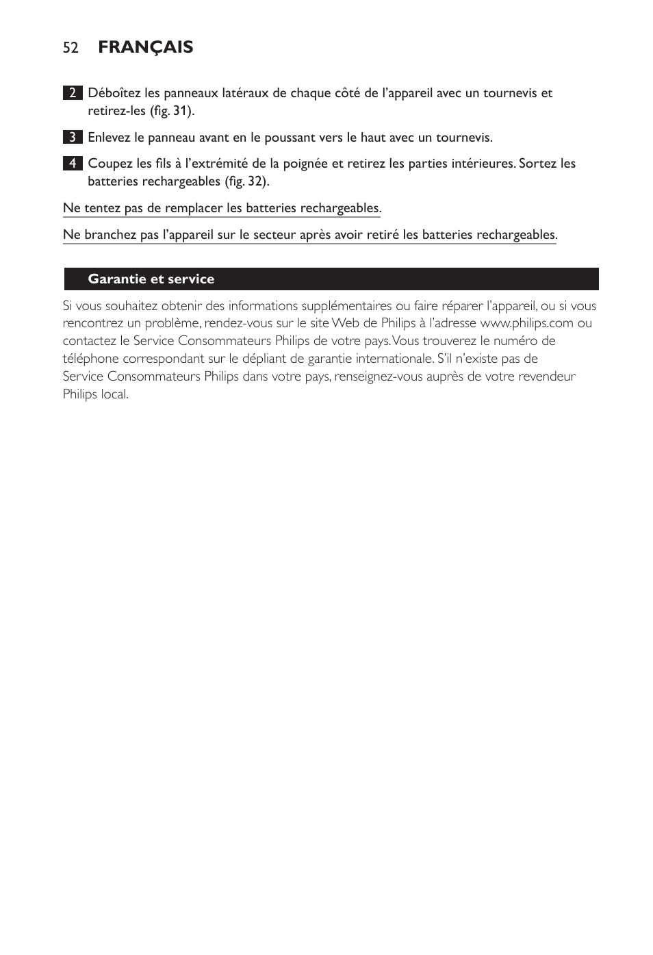 Français | Philips Ladyshave Sensitive User Manual | Page 52 / 108