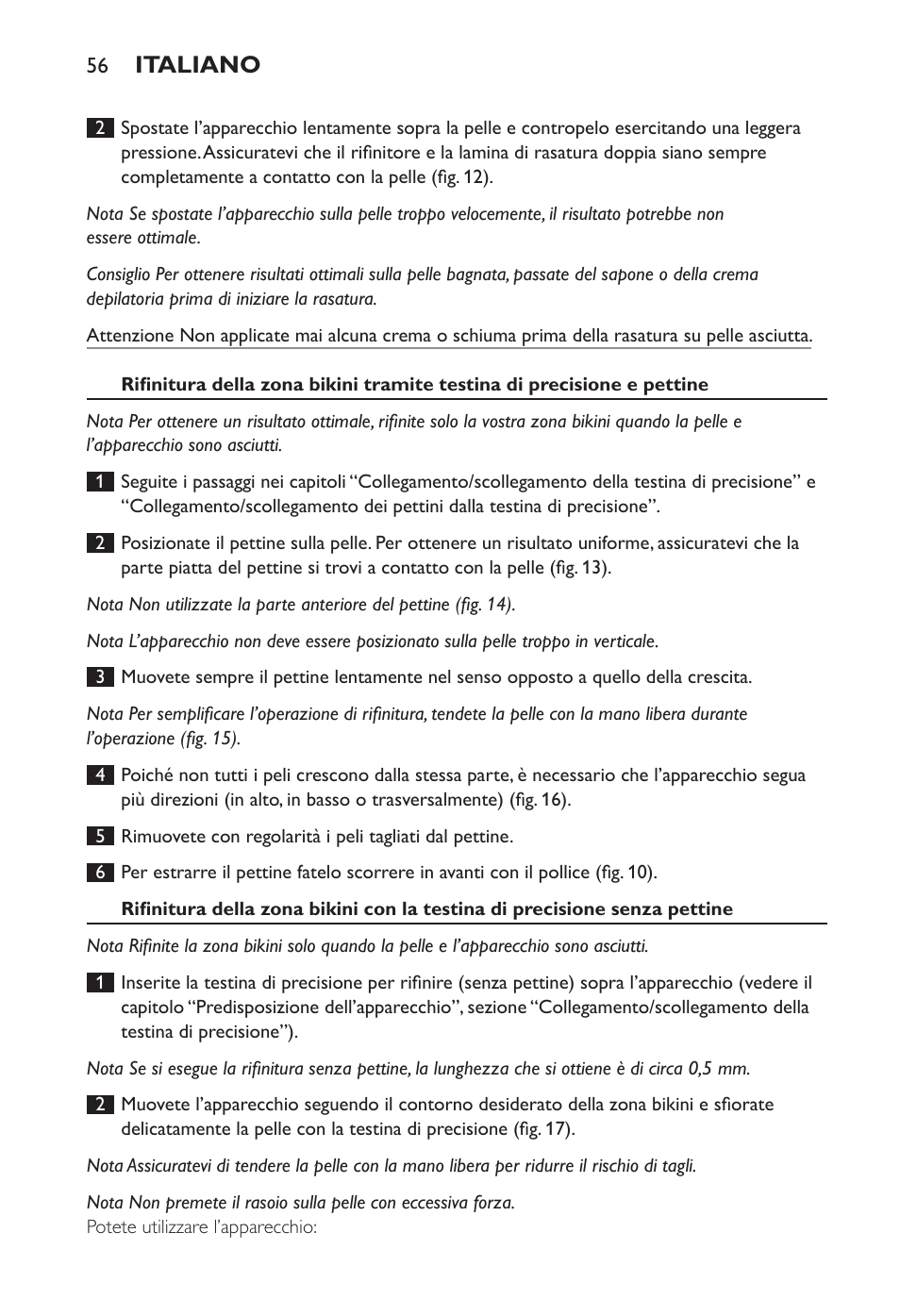 Italiano | Philips Ladyshave Sensitive User Manual | Page 56 / 108