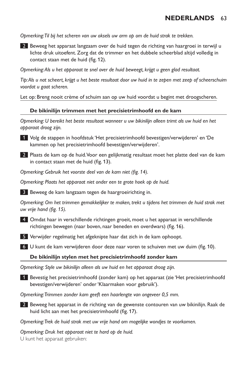 Nederlands | Philips Ladyshave Sensitive User Manual | Page 63 / 108