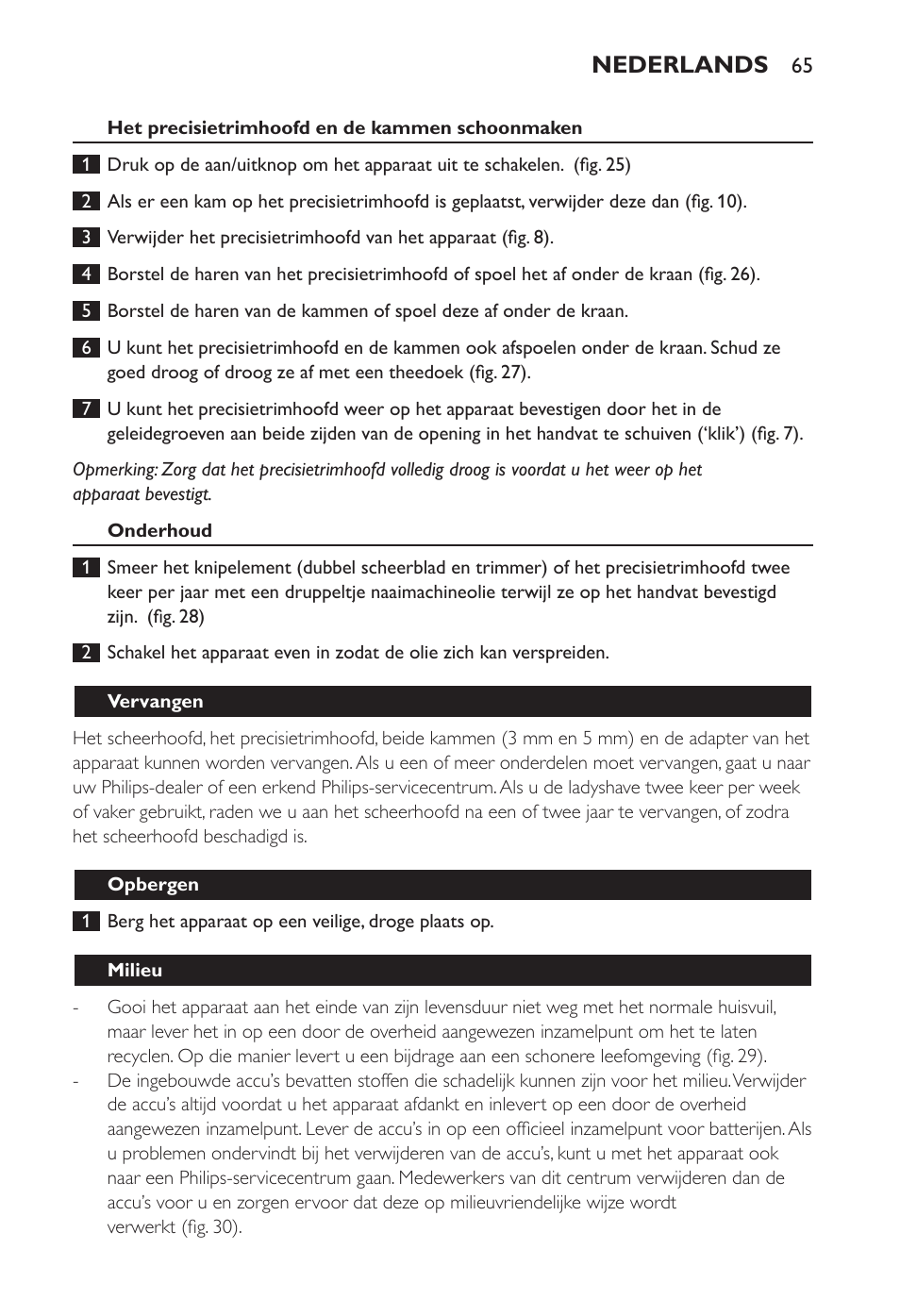 Nederlands | Philips Ladyshave Sensitive User Manual | Page 65 / 108