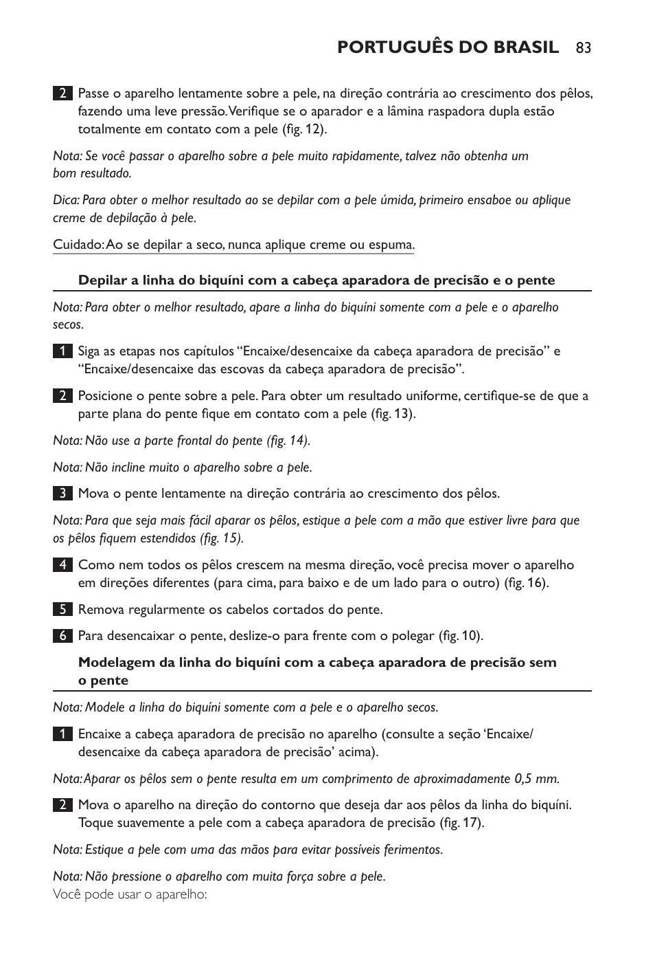 Português do brasil | Philips Ladyshave Sensitive User Manual | Page 83 / 108