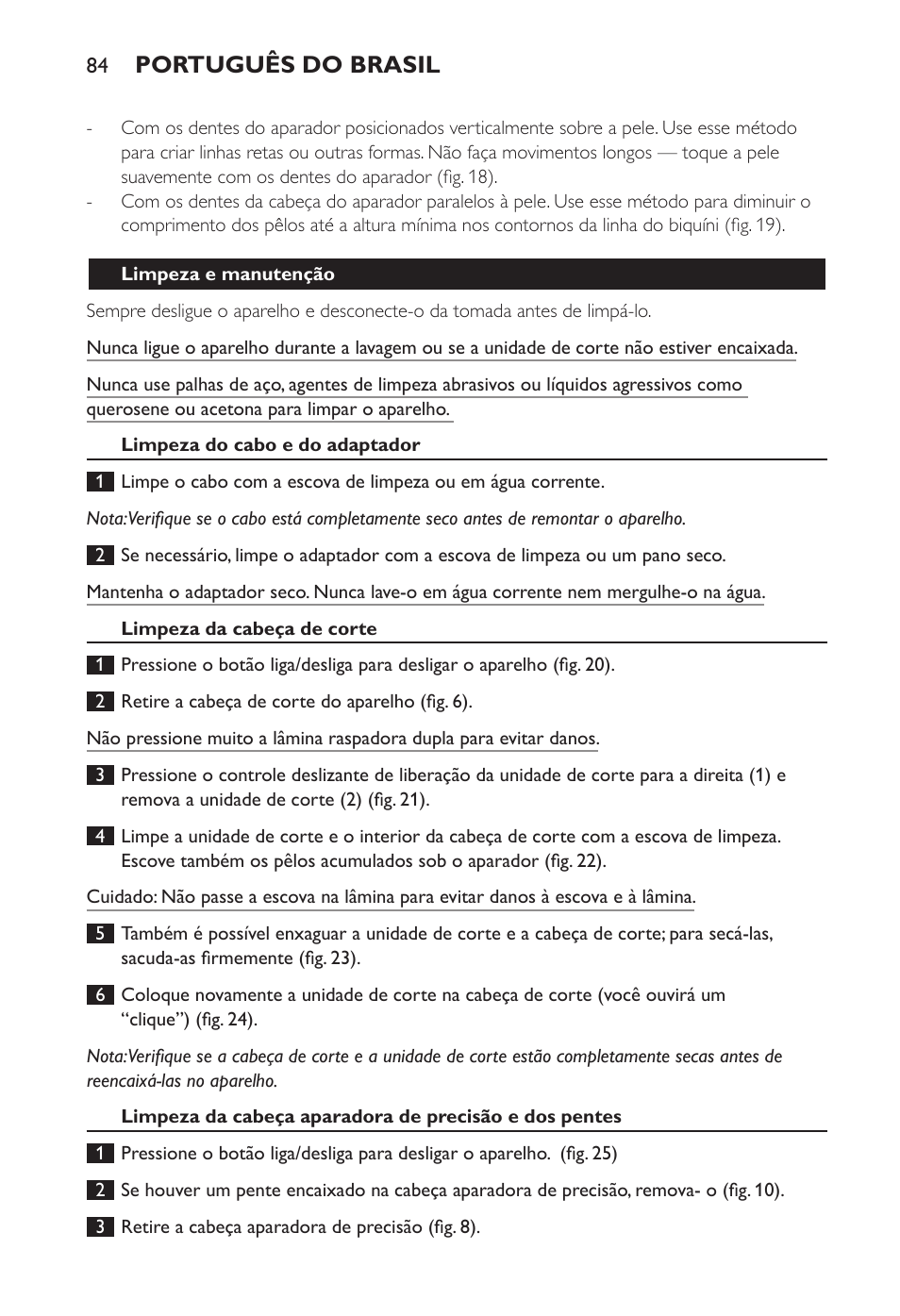 Português do brasil | Philips Ladyshave Sensitive User Manual | Page 84 / 108