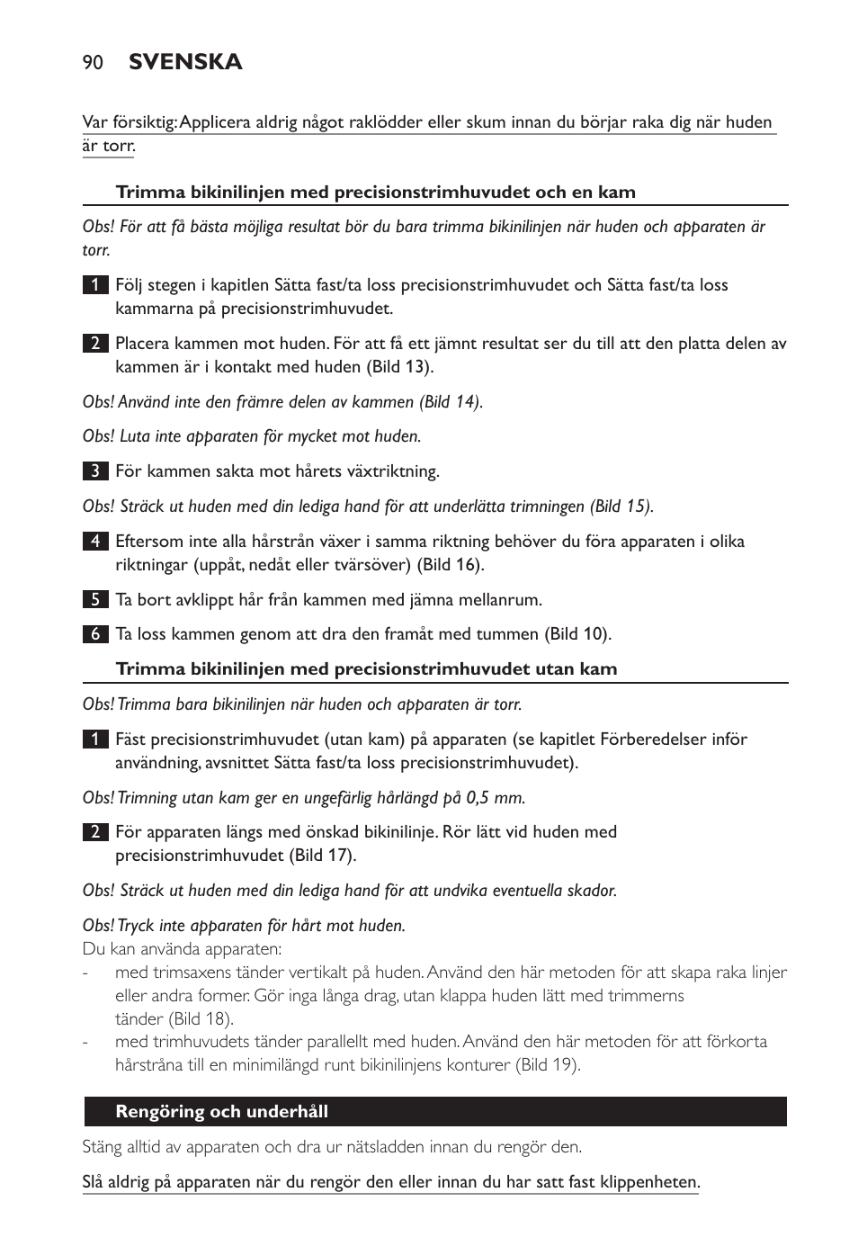Svenska | Philips Ladyshave Sensitive User Manual | Page 90 / 108