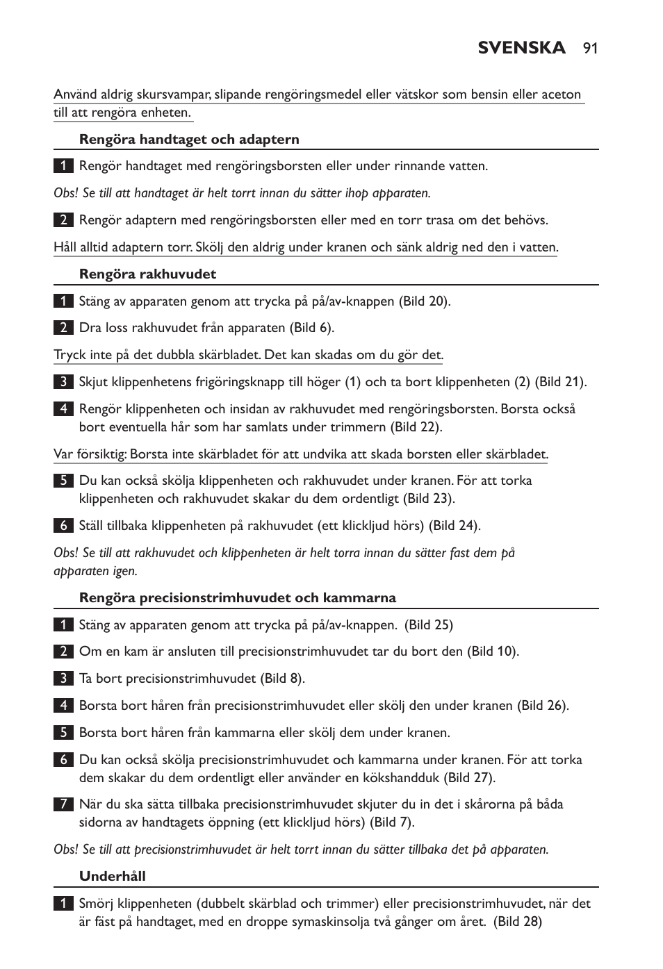Svenska | Philips Ladyshave Sensitive User Manual | Page 91 / 108