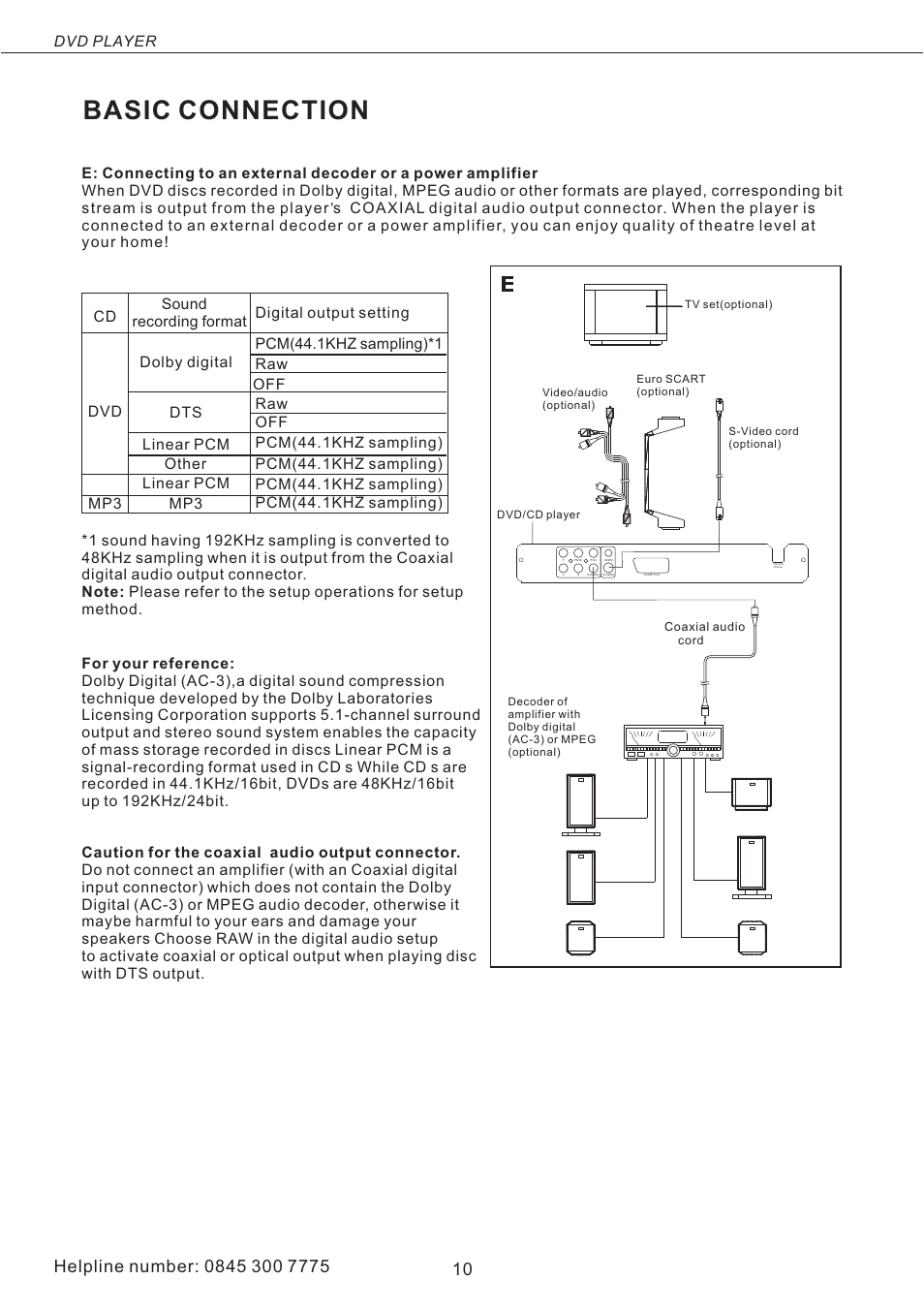 Basic connection | Asda DVD1072UK User Manual | Page 11 / 22