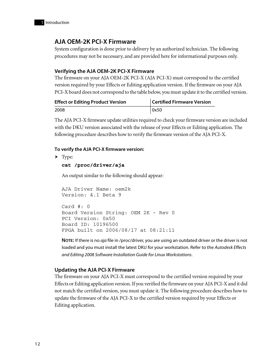 Aja oem-2k pci-x firmware | Autodesk HP Workstation xw9400 User Manual | Page 18 / 44