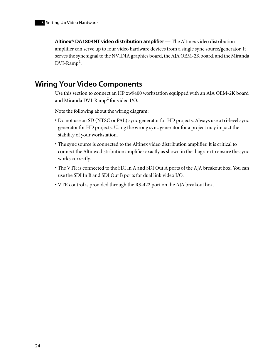 Wiring your video components, Wiring your video, Components | Autodesk HP Workstation xw9400 User Manual | Page 30 / 44