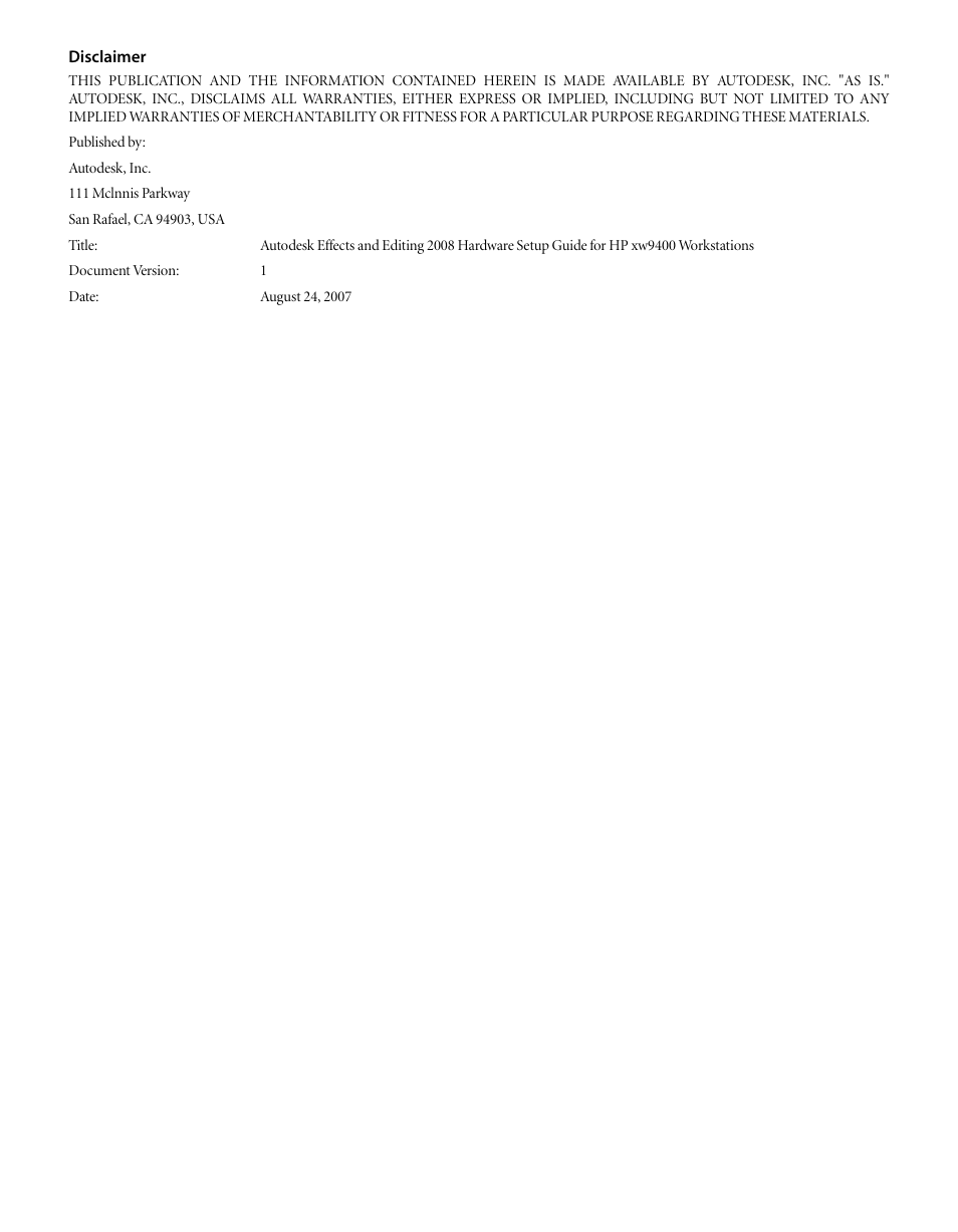 Autodesk HP Workstation xw9400 User Manual | Page 4 / 44