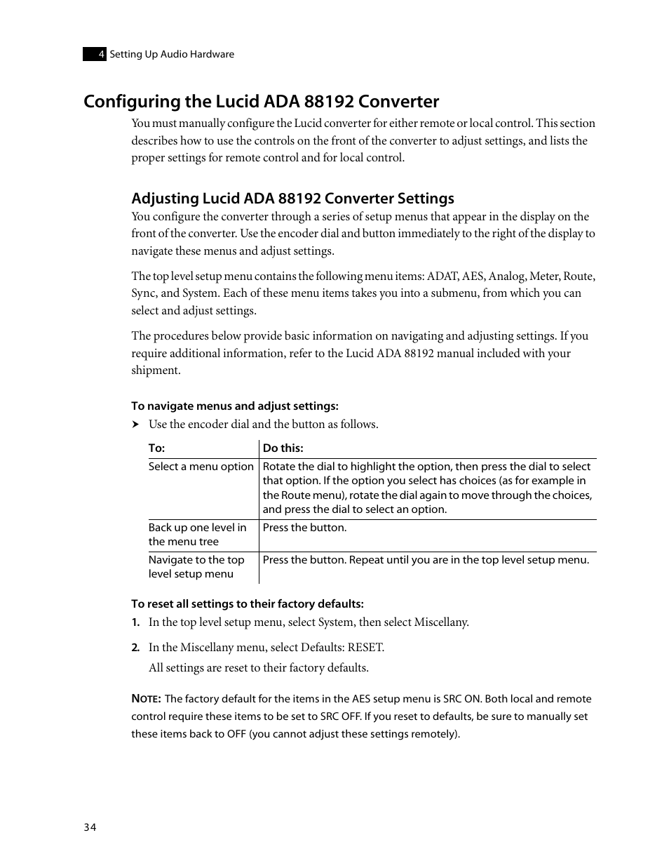 Configuring the lucid ada 88192 converter, Adjusting lucid ada 88192 converter settings, Configuring the lucid ada | 88192 converter | Autodesk HP Workstation xw9400 User Manual | Page 40 / 44