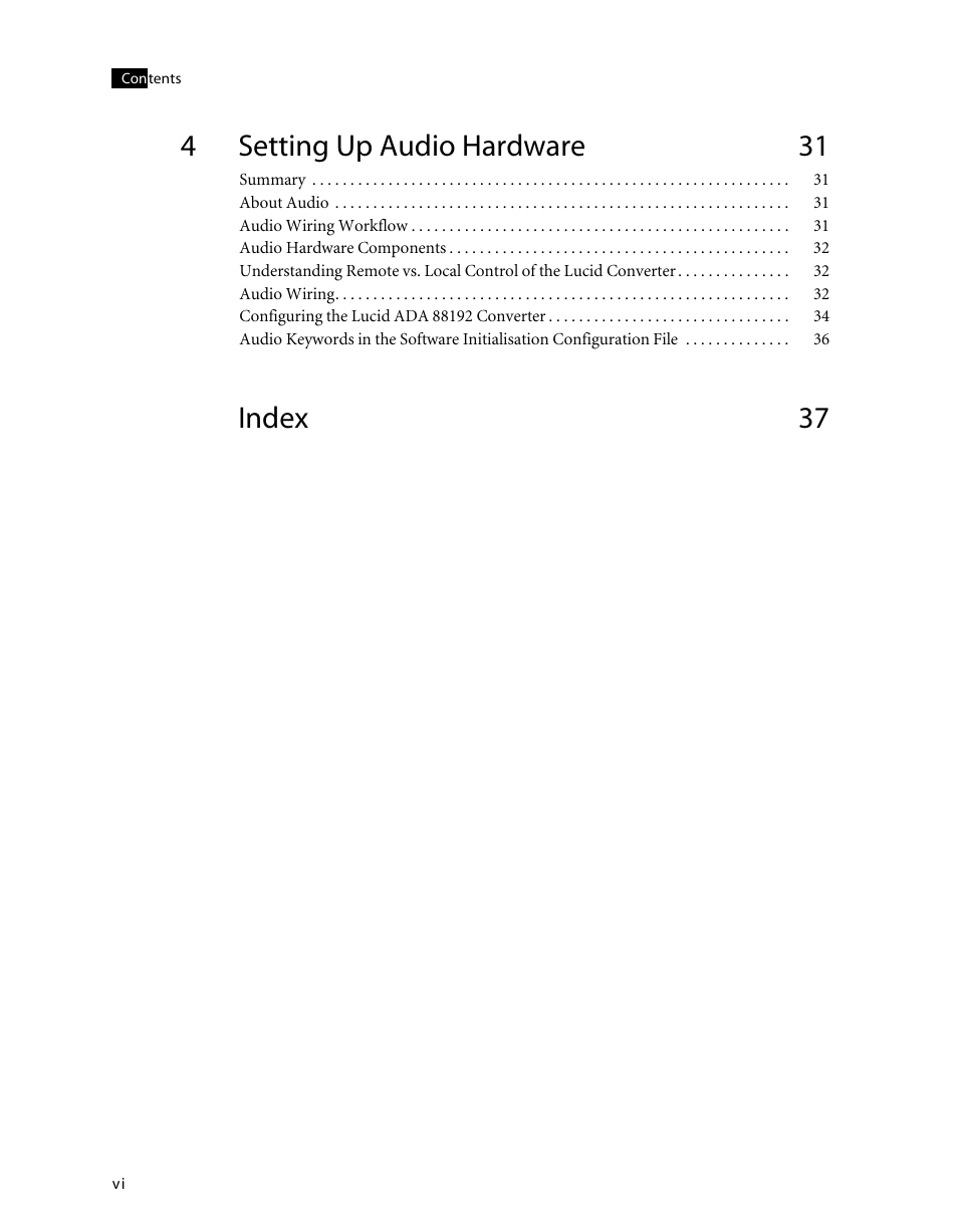 4setting up audio hardware 31, Index 37 | Autodesk HP Workstation xw9400 User Manual | Page 6 / 44