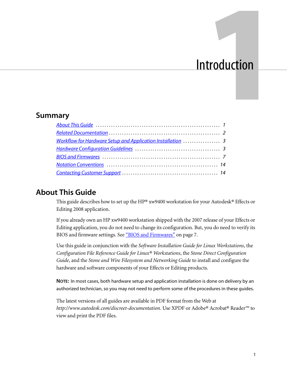 Introduction, Summary, About this guide | Autodesk HP Workstation xw9400 User Manual | Page 7 / 44