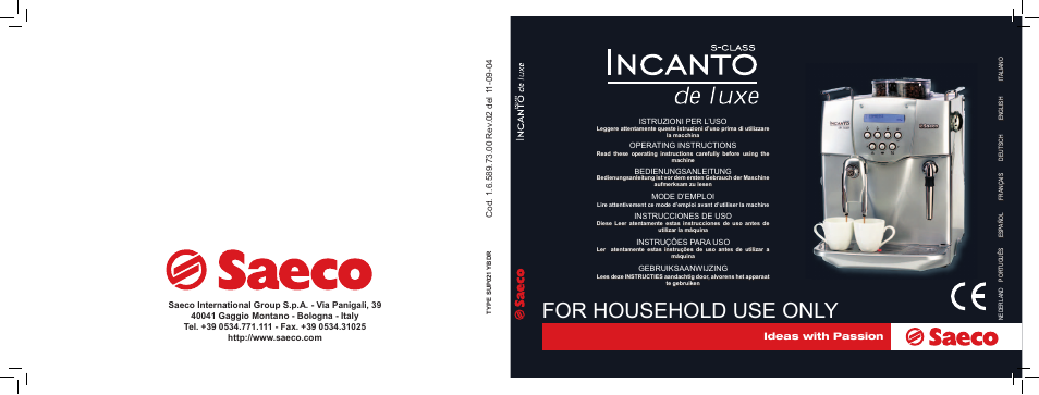Philips Saeco Incanto Kaffeevollautomaten User Manual | 145 pages