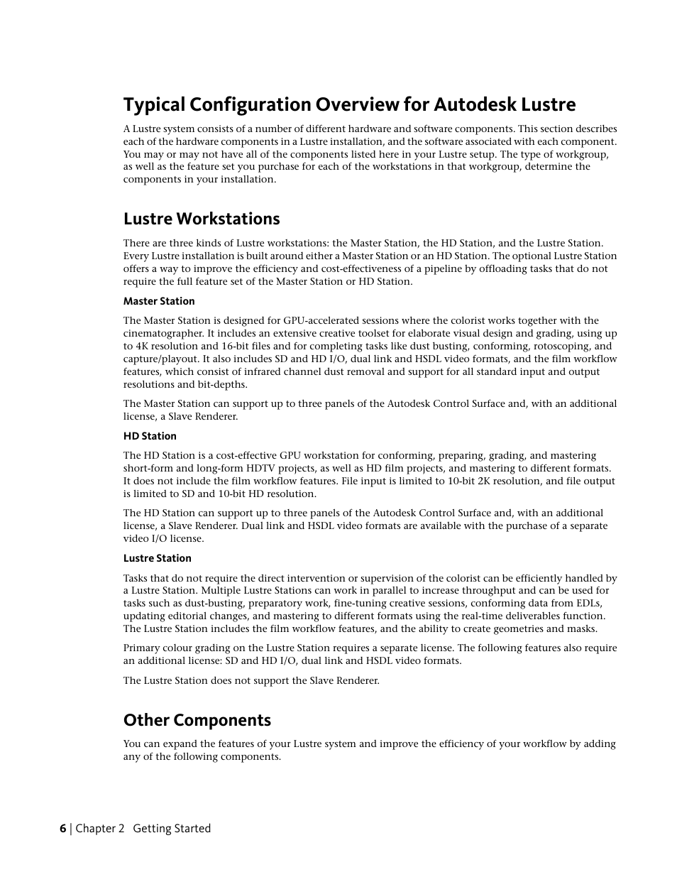 Typical configuration overview for autodesk lustre, Lustre workstations, Other components | Autodesk Z800 User Manual | Page 10 / 52