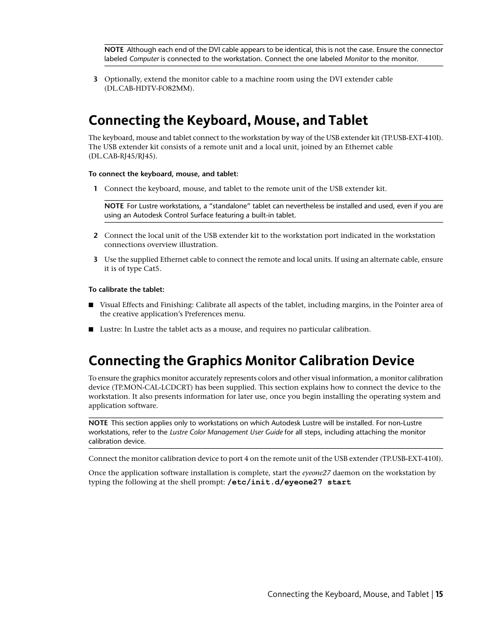 Connecting the keyboard, mouse, and tablet, Connecting the graphics monitor calibration device | Autodesk Z800 User Manual | Page 19 / 52