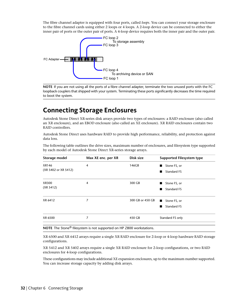 Connecting storage enclosures, 32 | chapter 6 connecting storage | Autodesk Z800 User Manual | Page 36 / 52