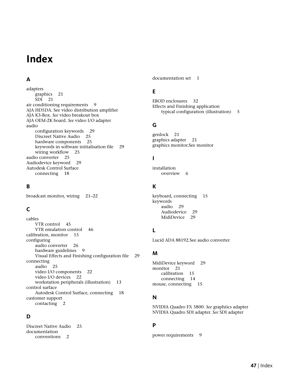 Index | Autodesk Z800 User Manual | Page 51 / 52