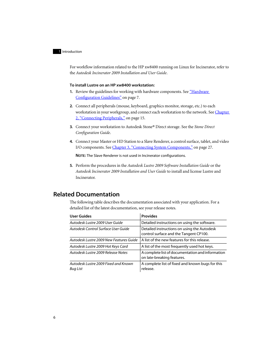 Related documentation | Autodesk XW8400 User Manual | Page 12 / 52