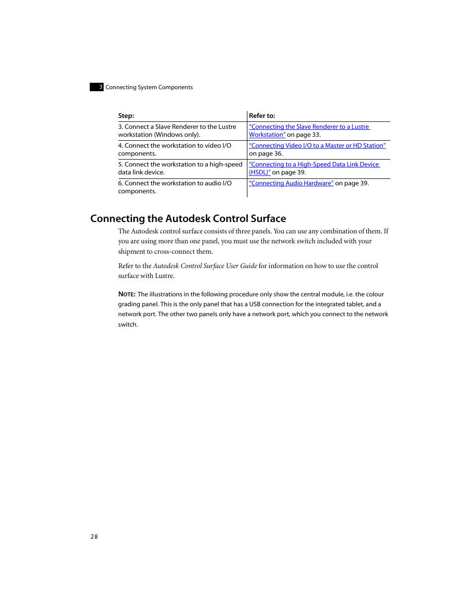 Connecting the autodesk control surface, Connecting the, Autodesk control surface | Connecting, The autodesk control surface | Autodesk XW8400 User Manual | Page 34 / 52