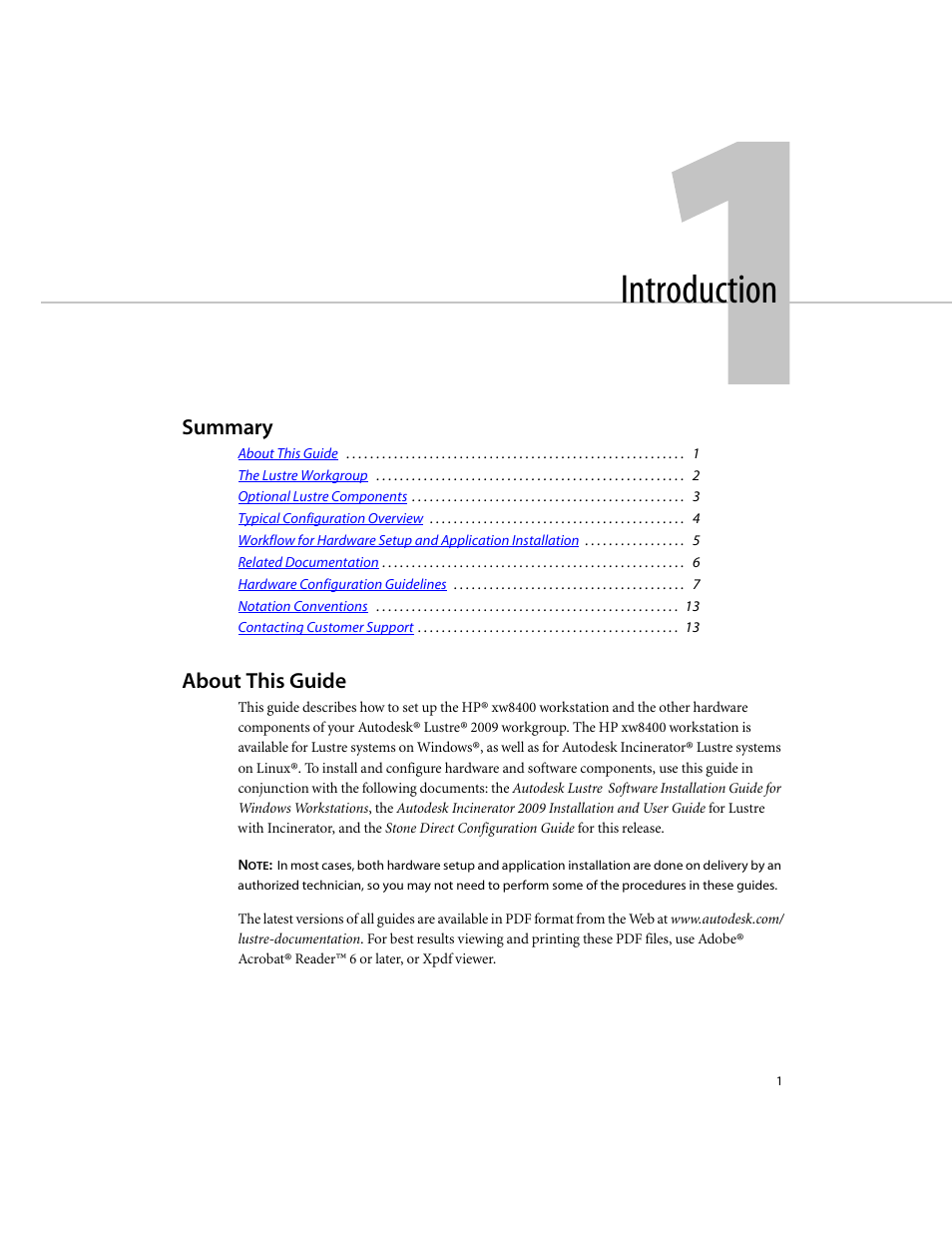 Introduction, Summary, About this guide | Autodesk XW8400 User Manual | Page 7 / 52