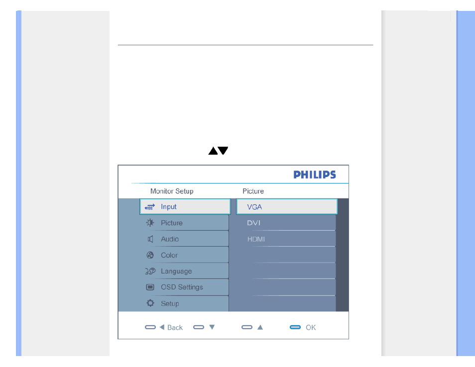 On-screen display | Philips LCD-Monitor m. SmartTouch HDMI Audio User Manual | Page 61 / 78