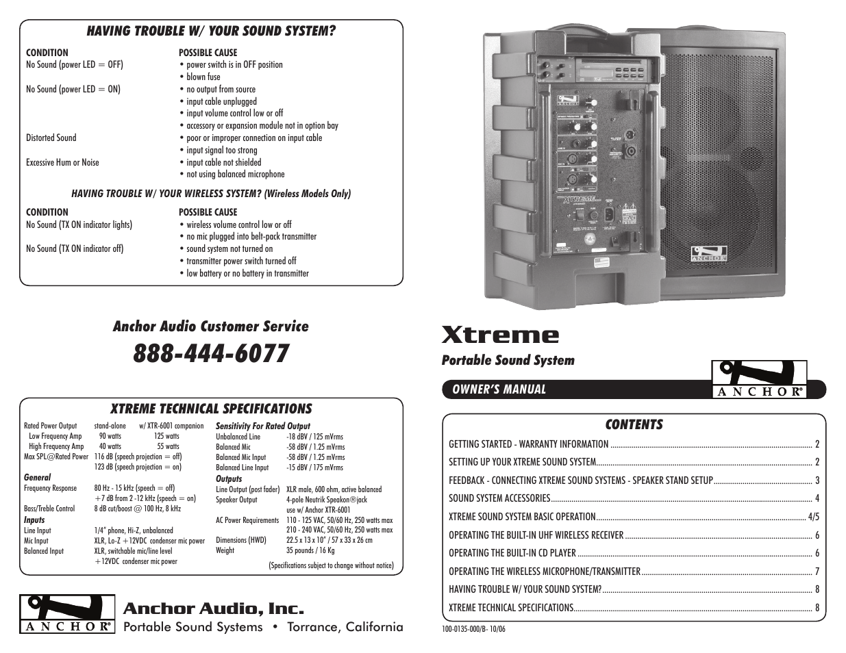 Anchor Audio XTR-6000CU2 User Manual | 4 pages