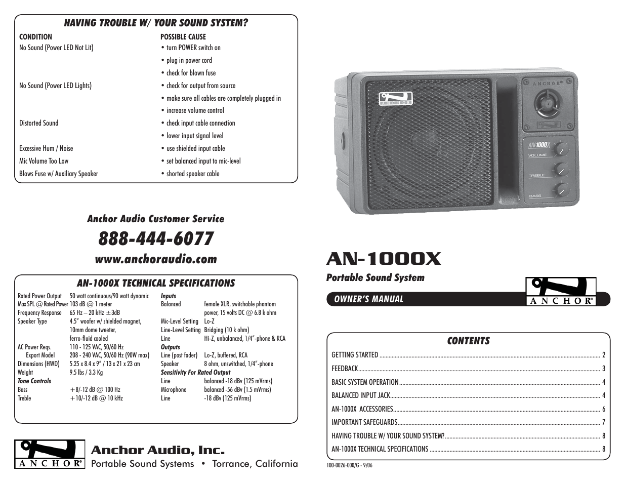 Anchor Audio AN-1000X User Manual | 4 pages