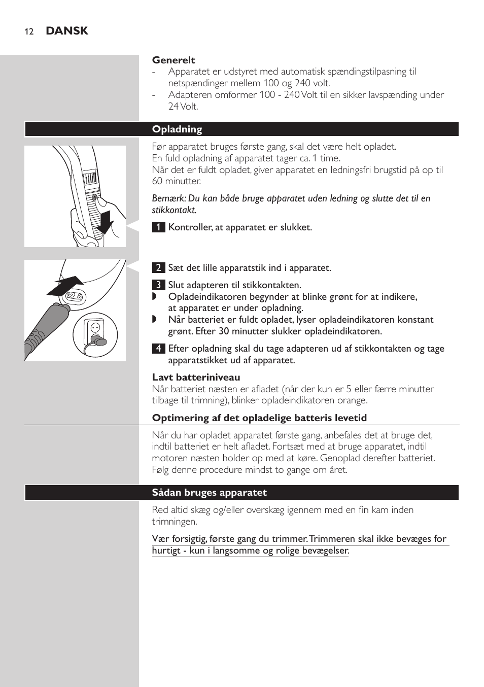 Philips BEARDTRIMMER Series 3000 Barttrimmer (Dreitagebart-Funktion) User Manual | Page 12 / 96