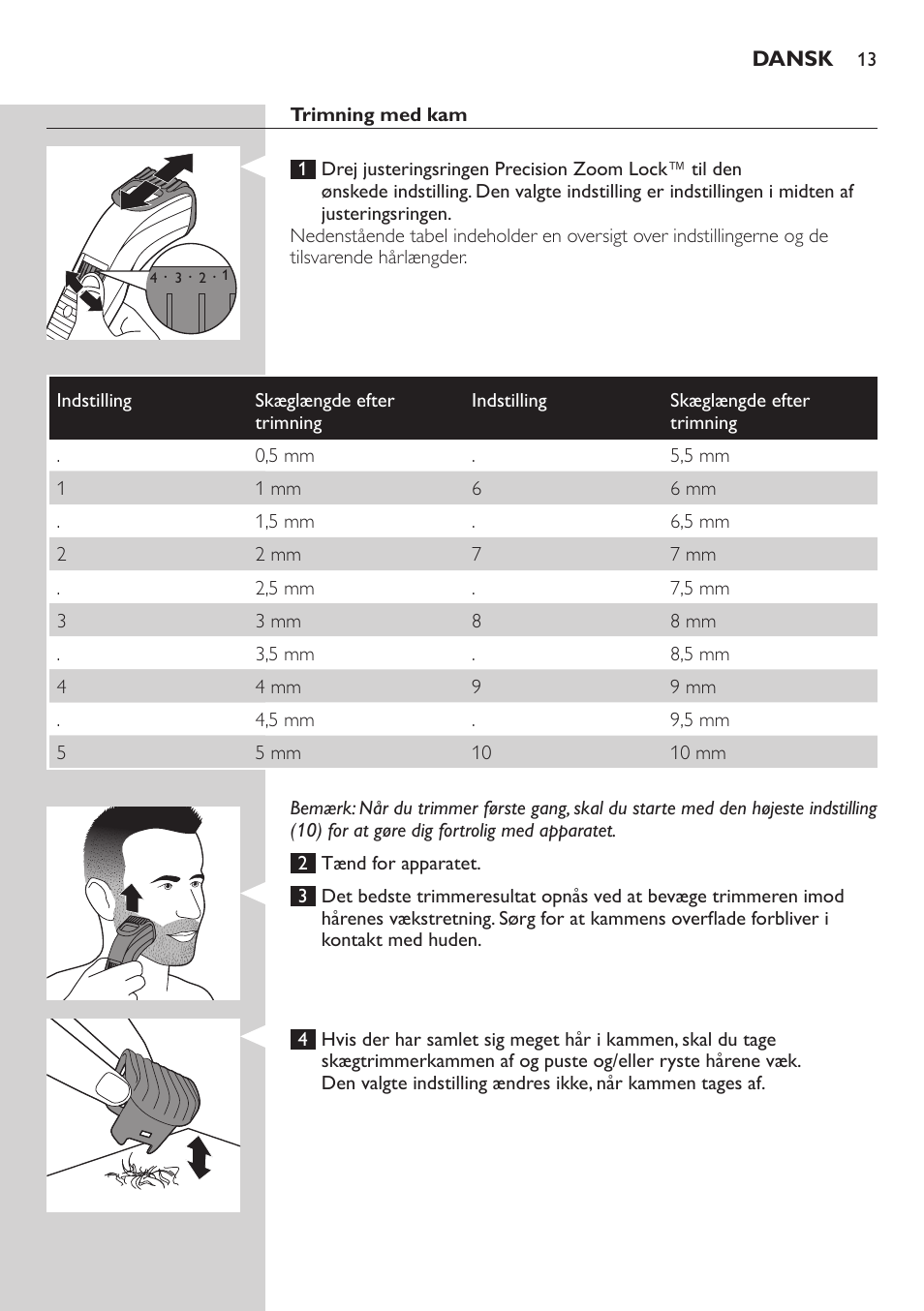 Philips BEARDTRIMMER Series 3000 Barttrimmer (Dreitagebart-Funktion) User Manual | Page 13 / 96