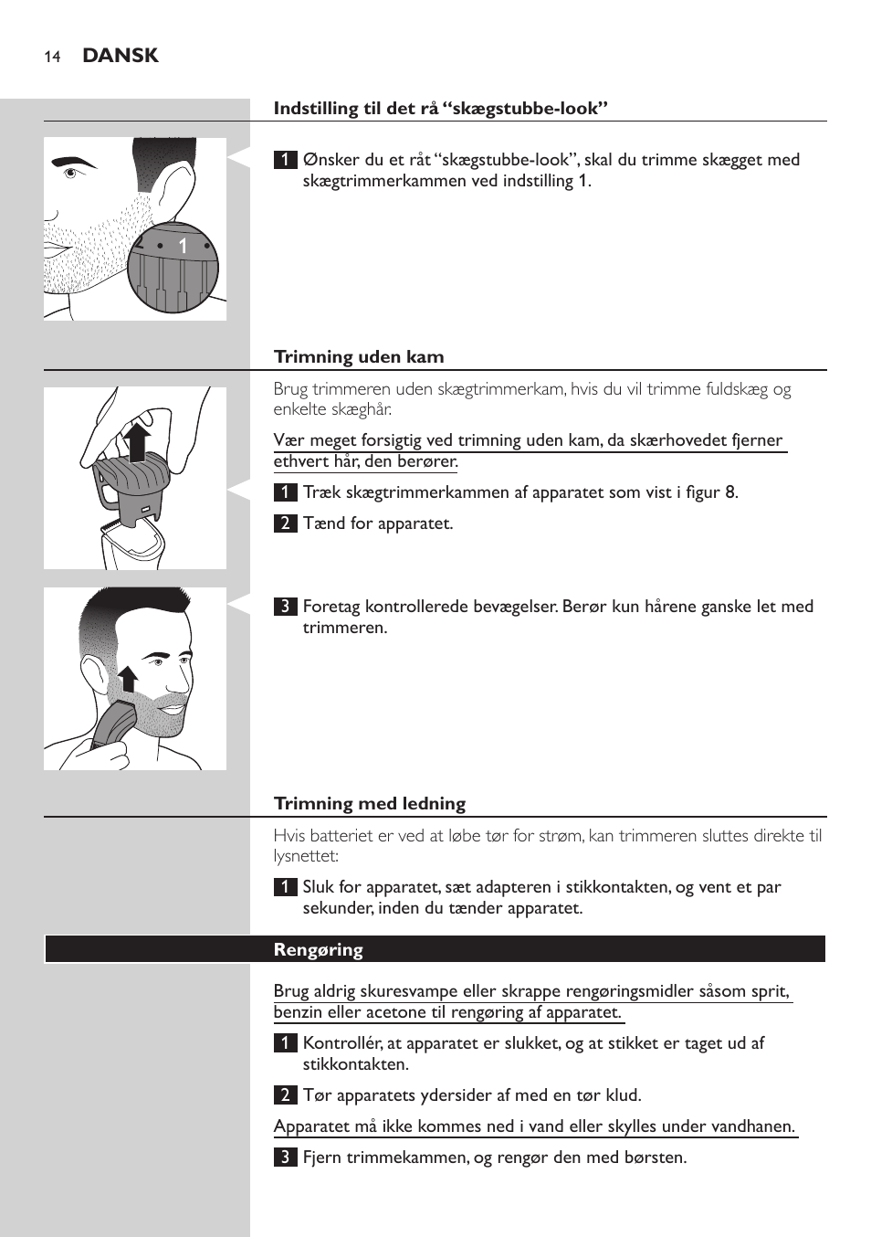 Philips BEARDTRIMMER Series 3000 Barttrimmer (Dreitagebart-Funktion) User Manual | Page 14 / 96