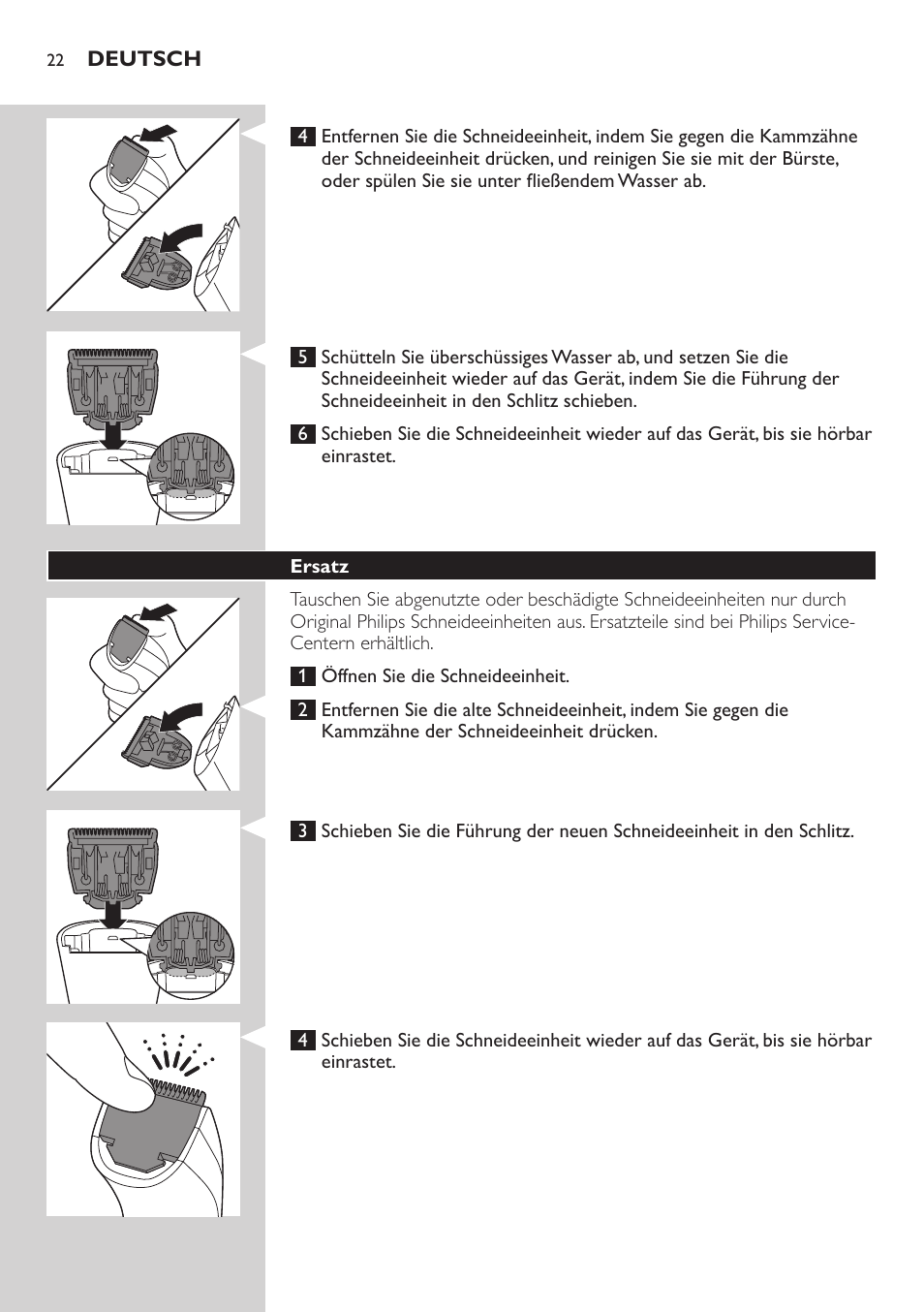 Philips BEARDTRIMMER Series 3000 Barttrimmer (Dreitagebart-Funktion) User Manual | Page 22 / 96