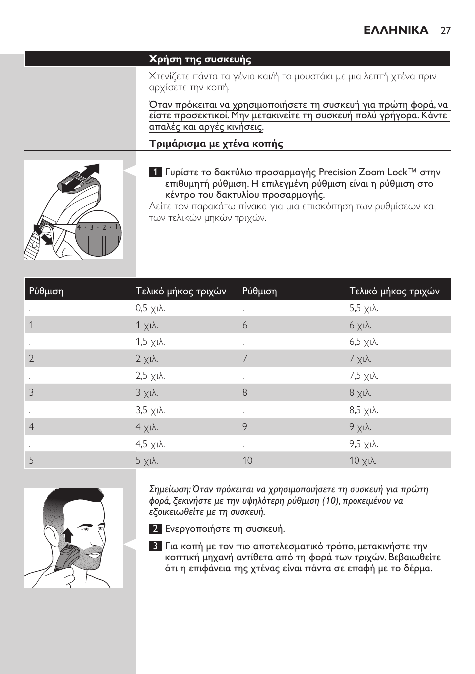 Philips BEARDTRIMMER Series 3000 Barttrimmer (Dreitagebart-Funktion) User Manual | Page 27 / 96