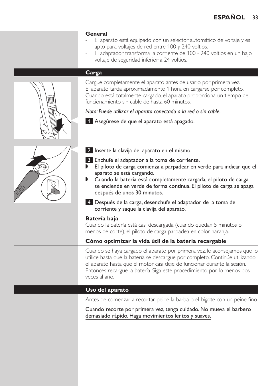 Philips BEARDTRIMMER Series 3000 Barttrimmer (Dreitagebart-Funktion) User Manual | Page 33 / 96